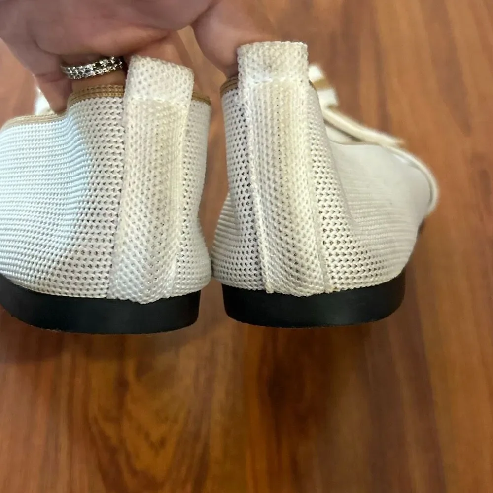 Ivory Beige Vivai style loafer flat knit sneakers casual shoes women's Size 11